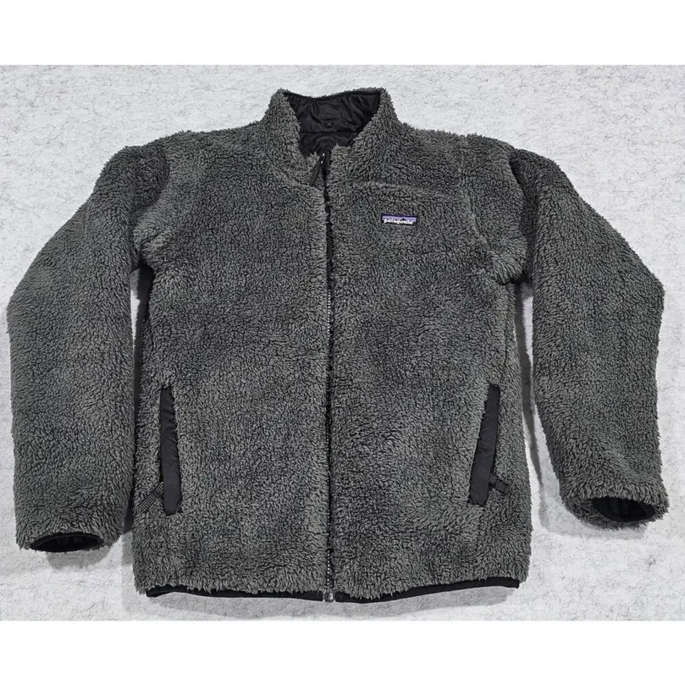 Patagonia Kids Puffer Jacket, Reversable, Dream Song, Black/Gray, Size Kids L